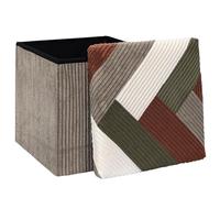 HOME DECO FACTORY – Coffre pouf pliable Scott – Patchwork côtelé, rangement, 38x38 cm, multicolore