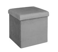 HOME DECO FACTORY Coffre Pouf Pliable Velours Côtelé Gris Souris | Velours côtelé et MDF, coffre pouf pliable, design moderne, rangement confortable, salon chambre, 38x38x38 cm, gris souris