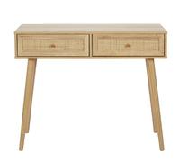 Home Deco Factory – Console en bois Bali – 2 tiroirs, pour entrée/salon, Beige, 100x81x29 cm