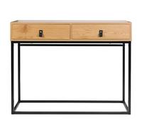 HOME DECO FACTORY - Console en Bois et Métal avec 2 Tiroirs - Design Authentique pour Bureau ou Entrée - Dimensions 805 x 100 x 35 cm - Couleur Bois Brut et Métal. - Collection Abbott