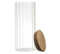HOME DECO FACTORY Cook Concept - KA0379 Bocal de Conservation Verre Transparent, Couvercle Acacia, Aliments Secs, Préparations Maison, Capacité 110 cl, Couleur Transparent