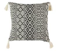 HOME DECO FACTORY TX8516 Ethnique Pompons Beige 40X40cm Decoration Textile D'Interieur Coussin, Coton