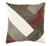 Home Deco Factory Coussin Patchwork TX0332 – Confort, Entretien facile – 40x40 cm Marron/Blanc/Vert