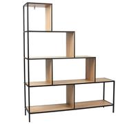 HOME DECO FACTORY - HD0082 Étagère Escalier Vintage 4 Niveaux en Bois - Design Industriel - Conçu pour Salon Chambre Bureau - Dimensions 120 x 30 x 146 cm - Couleur Marron Noir