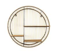 HOME DECO FACTORY - Étagère Murale Ronde en Bois et Métal - 3 Niveaux pour Rangement et Exposition - Idéale pour Salon ou Chambre - Dimensions L 53 x H 53 x P 12 cm - Marron - Noir - Modèle JAVA