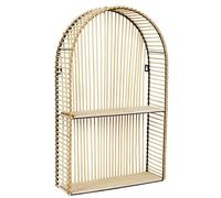 Home Deco Factory Étagère murale HD5188 – style fenêtre 2 niveaux MDF et métal Marron/Noir
