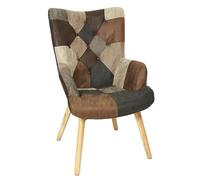 HOME DECO FACTORY Fauteuil Patchwork Helsinki PU Marron 65x100x74 cm Hauteur assise 40 cm
