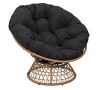 Home Deco Factory – Fauteuil pivotant CANCUN 1 place 360°, coussin épais Noir/Naturel