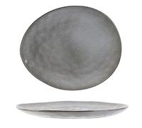 HOME DECO FACTORY Grande Assiette Plate en Grès Forme Galet 23 cm Gris | Céramique grès, grande assiette plate, forme galet, lave-vaisselle et micro-ondes, 23x27,5 cm, gris