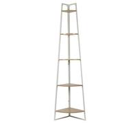HOME DECO FACTORY - HD0077 Étagère d'angle à 5 Niveaux en Bois et Métal, Style Industriel Vintage, pour Salon, Chambre ou Bureau, Dimensions 34 x 180 x 34 cm, Blanc