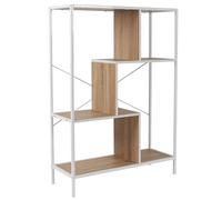 HOME DECO FACTORY - HD0079 Étagère Industrielle Vintage Compartimentée 3 Niveaux - pour Salon, Chambre ou Bureau - en Bois - Dimensions 80 x 30 x 113 cm - Couleur Blanc