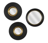 HOME DECO FACTORY - HD0111, Miroir Convexe Design Épuré 25,5 cm - Conçu pour Salon, Chambre ou Couloir - Effet de Profondeur et Finition Soignée - Noir et Or