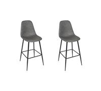 HOME DECO FACTORY - HD0189 Lot de 2 Chaises de Bar Amber Gris - Style Bistrot Industriel - Assise Confortable - Dimensions 44x110x52 cm - Hauteur Assise 70 cm - Gris Noir