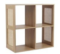 HOME DECO FACTORY - HD0244 Rangement Modulable 4 Cases en Bois, Design Aéré et Fonctionnel, Optimisation de l'espace pour Salon, Chambre ou Entrée, 66x32x66 cm, Marron