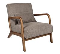 Home Deco Factory - Fauteuil Scott côtelé velours design confortable - Taupe - Hauteur assise 43 cm