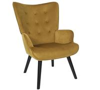Home Deco Factory – Fauteuil de salon Giulia HD0365 – Velours côtelé Lounge Edition – Jaune