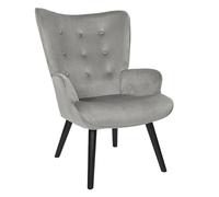 Home Deco Factory – Fauteuil Giulia – Velours côtelé, H. assise 43 cm – Gris