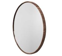 HOME DECO FACTORY - HD0377 Miroir Rond Décoratif Imitation Bois - Design Moderne, pour Salon, Chambre, Couloir, Effet Profondeur, Installation Facile, D26 cm, Marron