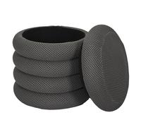 HOME DECO FACTORY - HD0428, Pouf Rangement Atome Gris - Design Élégant et Pratique, Conçu pour Salon ou Chambre, Siège d'Appoint Multifonctionnel, Taille 37x42x37 cm, Couleur Gris Foncé