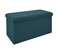 HOME DECO FACTORY - HD0467 Coffre Banc Pliable Atome - Design Élégant et Pratique - Conçu pour Salon, Chambre ou Entrée - Confort d'Assise - Taille 76 x 38 x 38 cm - Couleur Bleu