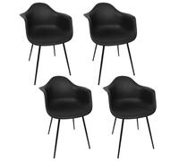 HOME DECO FACTORY - HD0491 Lot de 4 Fauteuils Design Élégant - Confort Optimal - Polyvalents Salon/Bureau - Facile à Entretenir - Taille 62x85x59 cm - Noir