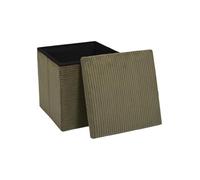 HOME DECO FACTORY, HD0534, Coffre Pouf Pliable Côtelé Vert, Banc de Rangement Multifonctionnel, Design Élégant et Pratique, Idéal pour Petits Espaces, 38 cm, Vert