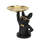 HOME DECO FACTORY Sculpture Bulldog Vide-Poche en Résine 23 cm Noir et Doré