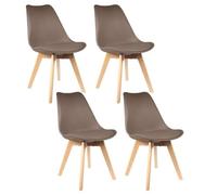 HOME DECO FACTORY - HD30731 Lot de 4 Chaises Scandinave Coque PP Rembourrée - Design Épuré, Confort Optimal, pour Salon ou Salle à Manger, 58x81,6x48,8 cm, Taupe
