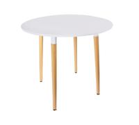 HOME DECO FACTORY - HD3210 - Table Ronde Bicolore en Bois et Métal pour Salle à Manger - Design Moderne - Dimensions 76 x 76 x 75,5 cm - Couleur Blanc - Idée Cadeau