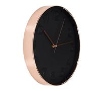 HOME DECO FACTORY - HD3304, Horloge Ronde Chic en PP Noir et Cuivre, Mécanisme Silencieux, Diamètre 30,7 cm, Conçue pour Décoration Intérieure, Taille: 30,70 x 4,50 x 30,70 cm
