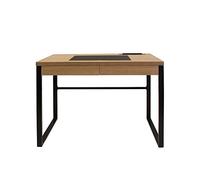 HOME DECO FACTORY - HD3722 Bureau en Bois avec Tiroir - Conçu pour Bureau ou Chambre - Structure Métal Style Industriel - Dimensions 100 x 50.3 x 74 cm - Couleur Naturelle