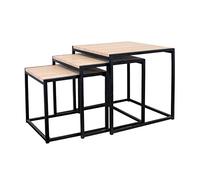 HOME DECO FACTORY - HD3845 Trio de Tables Modulables en Bois Noir - Design Tendance pour Salon ou Chambre - Dimensions 45 x 45 x 45 cm, 40 x 40 x 40 cm, 35 x 35 x 35 cm - Couleur Noire