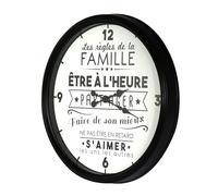 Home Deco Factory - Horloge murale La vie en famille - Design moderne - 50x6x50 cm - Noir - 1xAA