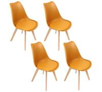 HOME DECO FACTORY - HD62331 Lot de 4 Chaises Scandinaves Design Moderne, Assise Rembourrée Confortable, Pieds en Bois, pour Salon ou Salle à Manger, 58x81,6x48,8 cm, Jaune