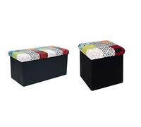HOME DECO FACTORY HD6507 Coffre Banc Patchwork Mobilier Assise Pliable, Entrée, Salon, Chambre, Salle & Hd6506 - Coffre Pouf Pliable Patchwork Mobilier Assise entrée Salon Séjour