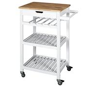 HOME DECO FACTORY - HD7103, Desserte à roulettes Moderne pour Cuisine et Salle à Manger, Rangement Nomade en MDF et Bois, Dimensions 40x62,5x85,5 cm, Couleur Blanc