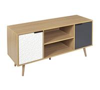 HOME DECO FACTORY - HD7145 Meuble TV Scandinave - Rangement et Tiroir en Bois - Design Moderne - Idéal Salon ou Chambre - 120x56x39 cm - Blanc Gris Anthracite
