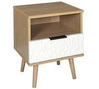 HOME DECO FACTORY Hd7146 Table de Chevet Rangement Tiroir Scandinave Chambre, Bois/Blanc, 40X49X35 cm