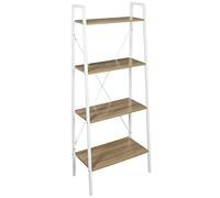 HOME DECO FACTORY - HD7177 Étagère en Bois et Métal Blanc - Meuble de Rangement Industriel - Design Moderne pour Salon Ou Chambre - Dimensions 60 x 70.1 x 75/119 Cm