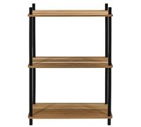 HOME DECO FACTORY, HD7308, Etagere 3 Niveaux Imitation Acacia, Meuble Contemporain, Collection Softness, Mobilier, Meuble, Etagere, 60 x 84 x 30 cm, Marron Noir