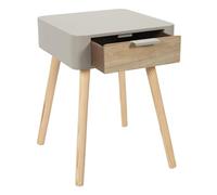 HOME DECO FACTORY - HD7334 Table de Chevet 1 Tiroir en Bois Bicolore - Design Moderne et Pratique - Dimensions 35 x 37 x 48 cm - Couleur Taupe et Noir