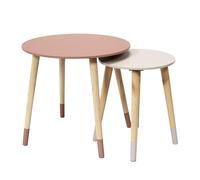 HOME DECO FACTORY - HD7359, Lot de 2 Tables Gigognes Bicolore Rose, Design Tendance et modulable pour Salon, Chambre ou Salle d'attente - Dimensions : Small 33 x 40 cm, Tall 43 x 48 cm