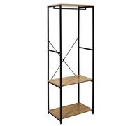 HOME DECO FACTORY - HD7437 Portant À Vêtement En Acier Avec 2 Étagères - Design Industriel Vintage - Conçu Pour Salon, Chambre Ou Entrée - 60 x 167 x 40,4 cm - Couleur Noir