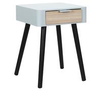 HOME DECO FACTORY - HD7465 Table de Chevet 1 Tiroir en Bois Bicolore - Design Moderne - pour Chambre - Dimensions 35 x 40 x 48 cm - Couleur Gris et Bois Brut