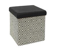 HOME DECO FACTORY - HD7519 - Coffre Pouf Pliable Tresse Noir Mobilier Assise Coffre Banc Pliable Entree Salon Chambre Salle A Manger