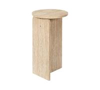 Table d'appoint - HOME DECO FACTORY - PIETRA - Élégante - Effet pierre naturelle - Blanc et beige