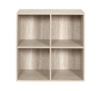 HOME DECO FACTORY - HD7743 - Rangement Modulable 4 Cases Effet Pierre - Meuble Compact avec 4 Compartiments Ouverts pour Livres et Objets Déco - Style Moderne - Dimensions 80X30X80 cm - Blanc Beige