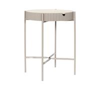 HOME DECO FACTORY - HD7750 - Table de Rangement Ronde avec Étagère - Meuble d'Appoint Élégant - Design Astucieux - Bois et Métal - Idéale pour Salon ou Chambre - Taille M - Couleur Blanc Beige