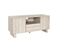 HOME DECO FACTORY - HD7777 - Meuble TV Pietra avec Rangements Fermés et Niche Centrale - Design Sobre en Bois MDF - Idéal pour Équipements Multimédias - Couleur Blanc Beige - Taille Standard