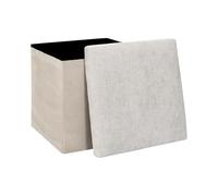 HOME DECO FACTORY - HD7802 - Coffre Pouf Pliable Emilia Beige - Unité de Rangement Pratique - Assise d'Appoint - Idéal pour Plaids et Coussins - Matériau en Polyester - Standard - Beige